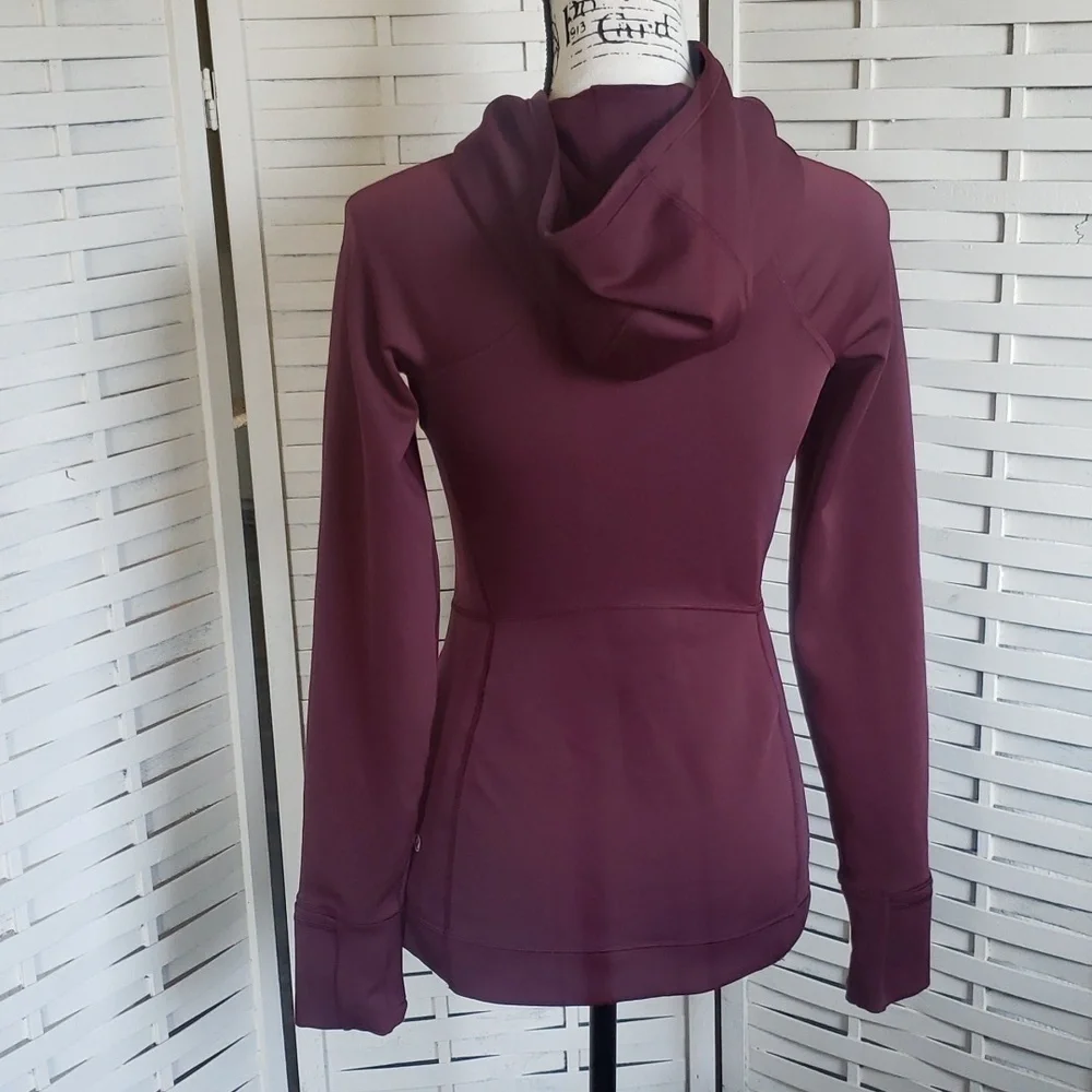Lululemon Athletica Every Journey burgundy full angle zip women's hoodie size 4